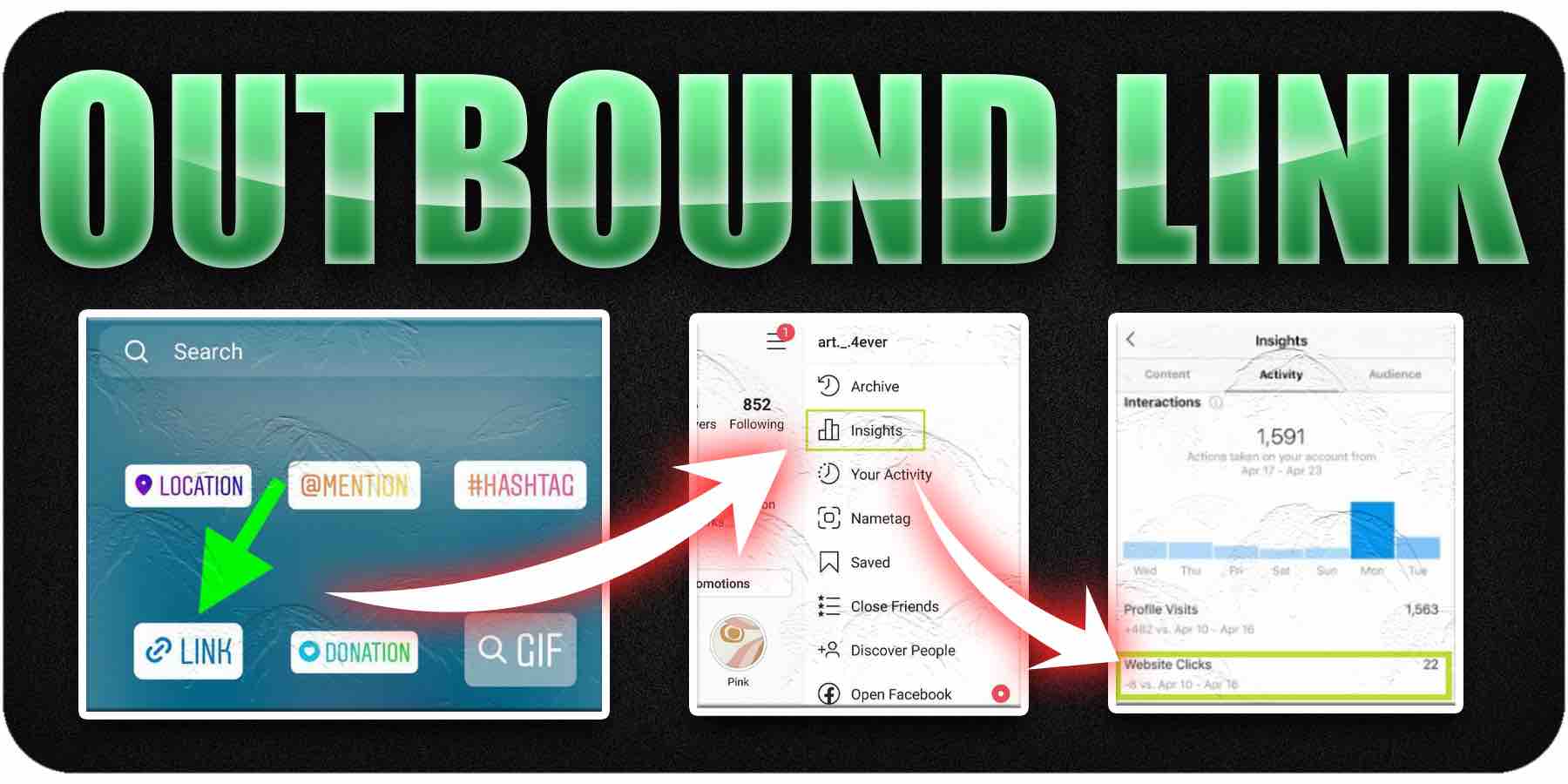 Create Instagram Outbound Link using Link Sticker