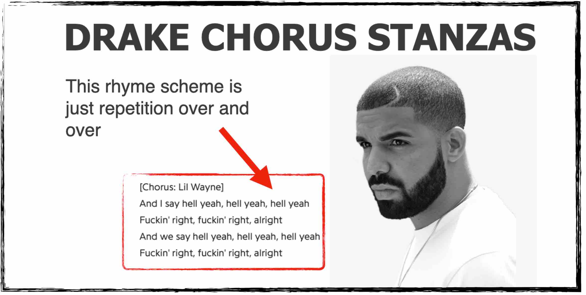 Drake chorus rhyme scheme