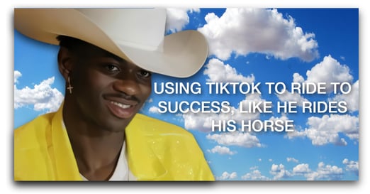 Image of Lil Nas X, and making a pun regarding his song's free promo on tiktok