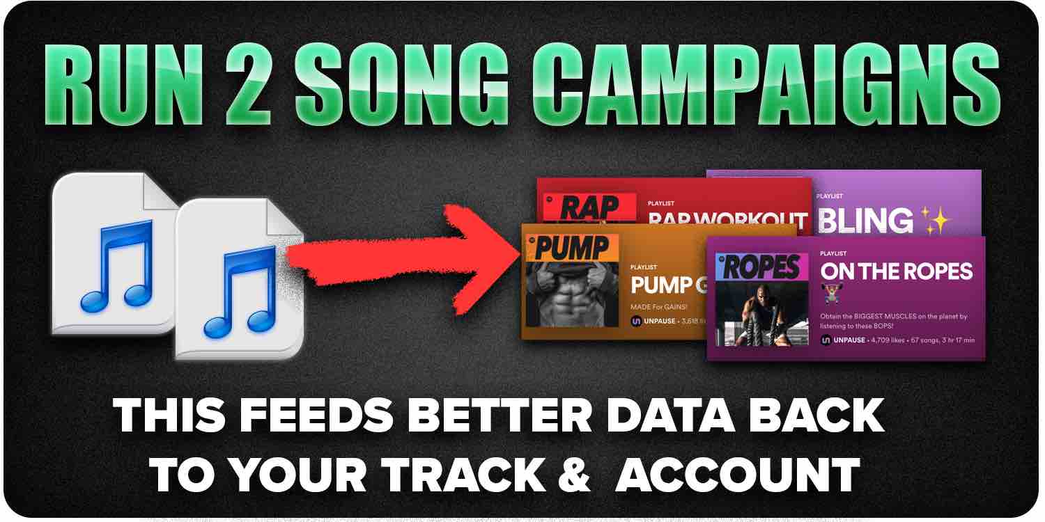 Run 2 song campaigns for Growth stacking