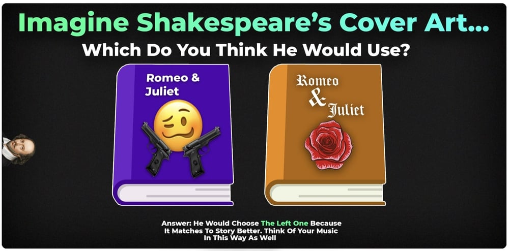 Comparison between a seemingly fitting and  unfitting Shakespeare book cover art