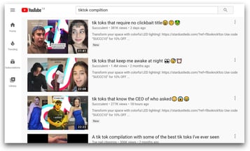Tiktok video compilations on YouTube